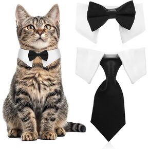 2 Pcs Cat Bow Tie Dog Cat Tuxedo Collar Pet Costume Cats Wedding Bowtie Wedding Dog Bowtie Tie for Cats Small Dogs Puppy Birthday Easter Valentines Weddings Grooming Accessories