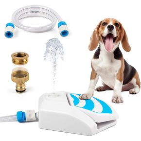 ALL FOR PAWS Outdoor Dog Drinking Water Fountain, Step On Paw Activated, Garden Dog Sprinkler, 3/4 and 1/2 inch Hose Diameter