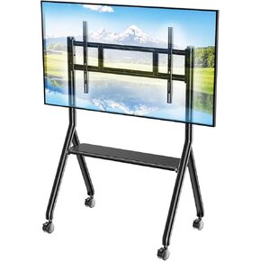 HOME VISION Mobile TV Stand for 65-110 Inch LCD LED Flat/Curved Panel Screen TVs, Rolling TV Cart Holds up to 220LBS, Portable Stand with Shelf Floor Max VESA 1000x600mm Height Adjustable (HV7123)