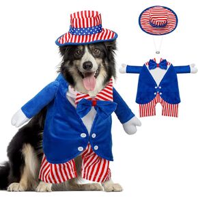 الرابع من يوليو أزياء الحيوانات الأليفة الأزياء الأمريكية العلم الكلب أزياء Red Blue Stars Stripes Confuls Dog Code for Independence Day National Day Sadys Events American American Holiday Celebrations (Size L)