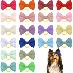 20 PCS Dog Hair Dows ، أقواس كلب لطيف مع أشرطة مطاطية للكلاب الكبيرة CARPY CAT (مزيج الألوان)
