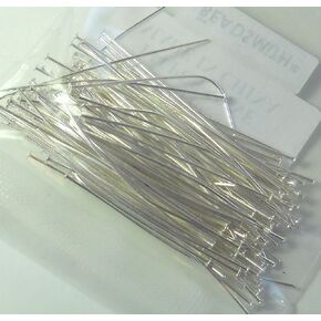 144 رأس دبابيس .029DIA × 2 بوصة الطلاء الفضي على النحاس النحاس القياسي 21 Gauge Wire Beadsmith Beadsmith