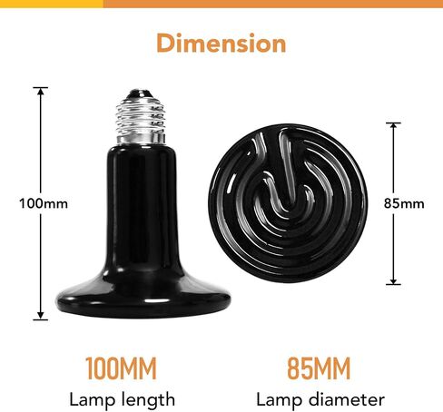 Simple Deluxe 150W 2-Pack Ceramic Heat Emitter Reptile Heat Lamp Bulb No Light Emitting Brooder Coop Heater for Amphibian Pet & Incubating Chicken,Black in Saudi Arabia