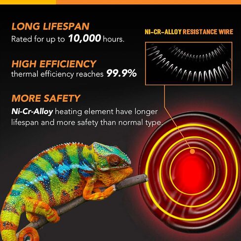 Simple Deluxe 150W 2-Pack Ceramic Heat Emitter Reptile Heat Lamp Bulb No Light Emitting Brooder Coop Heater for Amphibian Pet & Incubating Chicken,Black in Saudi Arabia
