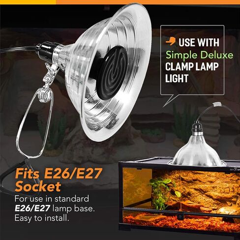 Simple Deluxe 150W 2-Pack Ceramic Heat Emitter Reptile Heat Lamp Bulb No Light Emitting Brooder Coop Heater for Amphibian Pet & Incubating Chicken,Black in Saudi Arabia