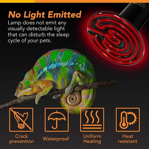 Simple Deluxe 150W 2-Pack Ceramic Heat Emitter Reptile Heat Lamp Bulb No Light Emitting Brooder Coop Heater for Amphibian Pet & Incubating Chicken,Black in Saudi Arabia