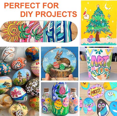 128 Acrylic Paint Markers, Dual Tip Brush Paint Pens for Rock Painting, Wood, Glass, Stone, Canvas, Ceramic, Fabric - Fine & Brush Tip Water Based Acrylic Markers Pens in Kuwait