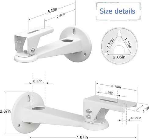 2-Be-Best Mini Projector Wall Mount Angle Adjustable Projector Mount Mount length 7.87 in / 20 سم خيط 1/4 بوصة M4 M6 دوران 360 درجة كأجهزة عرض CCTV DVR كاميرا جبل للمكتب والمنزل الأسود in Kuwait