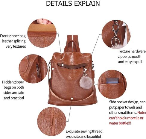 Women Backpack Purse Fashion Waterproof Anti-theft PU Leather Nylon Shoulder Bag Travel Backpack Ladies in Kuwait