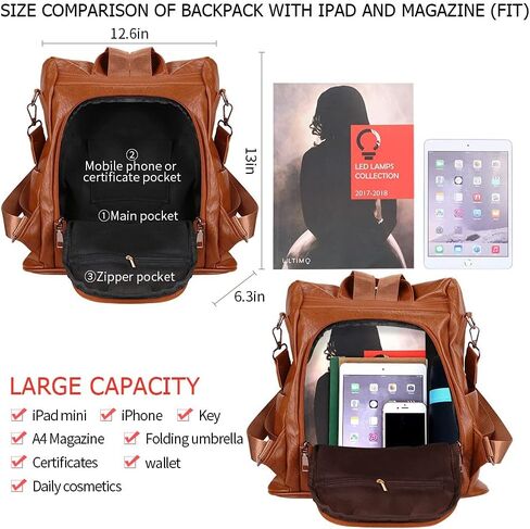 Women Backpack Purse Fashion Waterproof Anti-theft PU Leather Nylon Shoulder Bag Travel Backpack Ladies in Kuwait