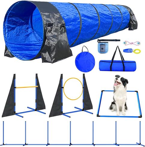 Dog Agility Training Equipment Tunnel:JOPAVO 10 Foot Dog Agility Tunnel with 2 Pack Sandbags, Carry Bag and 4 Ground Spikes.Ideal Dog Agility Equipment for Dog Obstacle Course,Exercise&Park Equipment in Saudi Arabia
