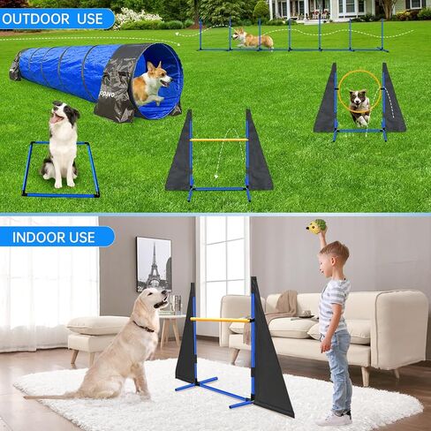 Dog Agility Training Equipment Tunnel:JOPAVO 10 Foot Dog Agility Tunnel with 2 Pack Sandbags, Carry Bag and 4 Ground Spikes.Ideal Dog Agility Equipment for Dog Obstacle Course,Exercise&Park Equipment in Saudi Arabia