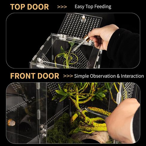 Acrylic Reptile Terrarium Easy Assembly, 360° Clear & Keep Pet Secure Design for Jumping Spiders, Tarantulas, Geckos Scratch-Resistant Large Ventilated Habitat Terrarium for Arachnids 11.8*7.9*7.9in in Kuwait