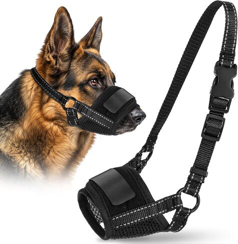 Dog Muzzle, No Bite Muzzle for Dogs, Soft No Barking Mesh Muzzles for Small Medium Large Dogs, Breathable Adjustable Dog Mouth Guard to Anti Biting, Barking, Black, (XL) in Saudi Arabia