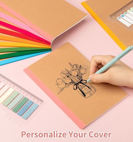 30 Pack Composition Notebook Journals Bulk, A5 Lined College Ruled Notebook, Kraft Cover with Rainbow Spines, 8.3"x 5.5", 15 Colors 60 Pages for School Office Travel in Saudi Arabia