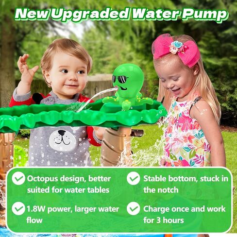 Octopus Water Table Pump, Battery Powered Water Pump for Water Table 3 Hours Non-Stop Fun Summer Outdoor Water Toys Outside Water Play Table Accessories for Toddlers Kids（Green） in Kuwait
