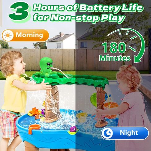 Octopus Water Table Pump, Battery Powered Water Pump for Water Table 3 Hours Non-Stop Fun Summer Outdoor Water Toys Outside Water Play Table Accessories for Toddlers Kids（Green） in Kuwait