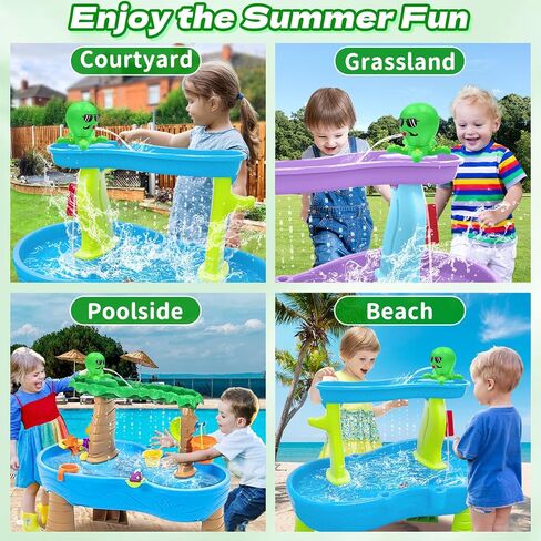 Octopus Water Table Pump, Battery Powered Water Pump for Water Table 3 Hours Non-Stop Fun Summer Outdoor Water Toys Outside Water Play Table Accessories for Toddlers Kids（Green） in Kuwait