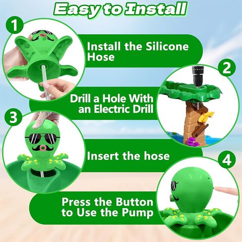 Octopus Water Table Pump, Battery Powered Water Pump for Water Table 3 Hours Non-Stop Fun Summer Outdoor Water Toys Outside Water Play Table Accessories for Toddlers Kids（Green） in Kuwait