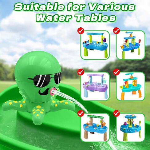 Octopus Water Table Pump, Battery Powered Water Pump for Water Table 3 Hours Non-Stop Fun Summer Outdoor Water Toys Outside Water Play Table Accessories for Toddlers Kids（Green） in Kuwait