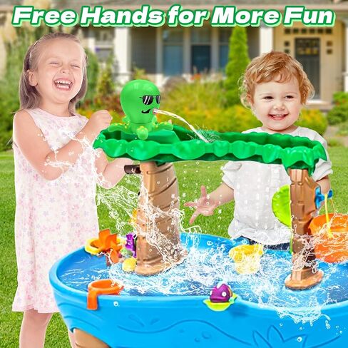 Octopus Water Table Pump, Battery Powered Water Pump for Water Table 3 Hours Non-Stop Fun Summer Outdoor Water Toys Outside Water Play Table Accessories for Toddlers Kids（Green） in Kuwait
