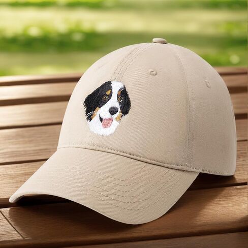 Bernese Mountain Dog Embroidered Hat - Washed Black Cap, Gifts for Bernese Mountain Dog Lovers, Adjustable Cotton Dad Hat for Dog Enthusiasts, Stylish and Comfortable in Saudi Arabia
