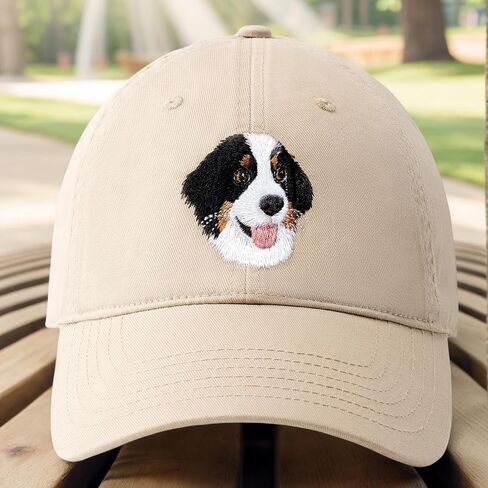 Bernese Mountain Dog Embroidered Hat - Washed Black Cap, Gifts for Bernese Mountain Dog Lovers, Adjustable Cotton Dad Hat for Dog Enthusiasts, Stylish and Comfortable in Saudi Arabia