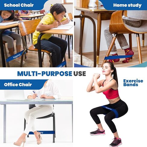 12 Pack, Anti Slip Feature Chair Elastic Bands for Kids with Fidgety Feet, Fidget Bands for Classroom Chairs, Chair Bands for Kids, Sensory Strips, Bounce Bands, Friendly & Durable Latex (Blue) in Saudi Arabia