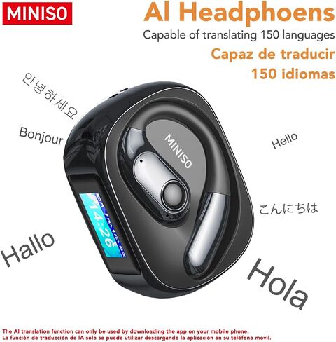 MINISO MS193 AI Translation Earbuds Real Time OWS Wireless Bluetooth Earphones 135 Language Translator Earbuds Open Ear translating Headphones fit iOS & Android for Travel Business Learning in Saudi Arabia