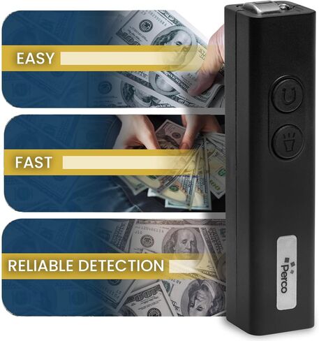Perco Counterfeit Money Detector Kit - Includes Counterfeit Detection Pro (2in1 Device with UV Light & Magnetic Detection) Plus 2 Counterfeit Pens - Fake US Bill Checker for Personal & Commercial Use in Saudi Arabia