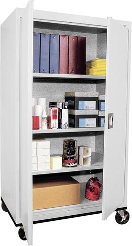 Sandusky Lee TA3R362466-01 Transport Series Metal Storage Cabinet with Wheels, Adjustable Shelves, 200lb Capacity, 24" Depth x 36" Width x 72" Height, Red in Kuwait