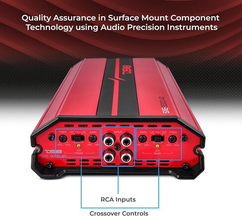 DS18 SXE-1200.4/RD Car Amplifier Stereo Full-Range Class A/B 4-Channel 60x4 RMS @4 OHM 1200 Watts - Powerful and Compact Amp for Speakers in Car Audio System in Kuwait