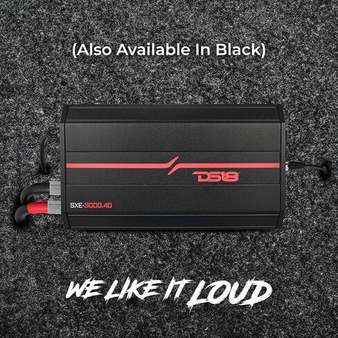DS18 SXE-1200.4/RD Car Amplifier Stereo Full-Range Class A/B 4-Channel 60x4 RMS @4 OHM 1200 Watts - Powerful and Compact Amp for Speakers in Car Audio System in Kuwait