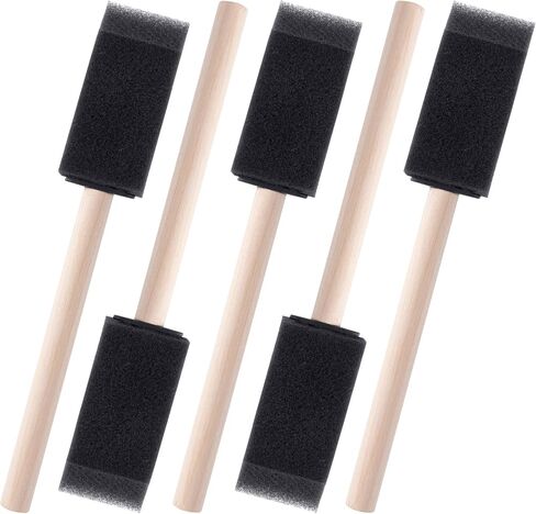 5pcs Foam Brush for Painting, 0.98" Sponge Paint Paintbrushes with Wooden Handle, Foam Brushes for Varnishes Staining Cleaning- Black in Saudi Arabia