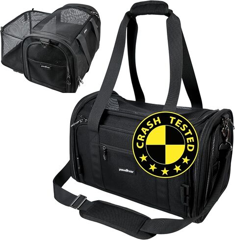 Crash-Tested Dog Carrier | 3-in-1 Puppy Car Seat, TSA Airline Approved Pet Carrier, Expandable Dog Carriers for Small Dogs | 5-Star Safety-Rated Cat Bag (Soft Sided) - Best for Safe Travel (Black,S) in Saudi Arabia