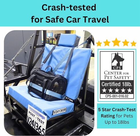 Crash-Tested Dog Carrier | 3-in-1 Puppy Car Seat, TSA Airline Approved Pet Carrier, Expandable Dog Carriers for Small Dogs | 5-Star Safety-Rated Cat Bag (Soft Sided) - Best for Safe Travel (Black,S) in Saudi Arabia