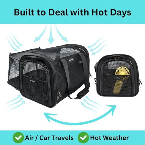 Crash-Tested Dog Carrier | 3-in-1 Puppy Car Seat, TSA Airline Approved Pet Carrier, Expandable Dog Carriers for Small Dogs | 5-Star Safety-Rated Cat Bag (Soft Sided) - Best for Safe Travel (Black,S) in Saudi Arabia
