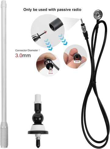 Herdio Waterproof Marine Radio Antenna 3.0mm Connector Rubber Duck Dipole Flexible Mast FM AM Antenna for Boat Car ATV UTV RZR SPA in Kuwait