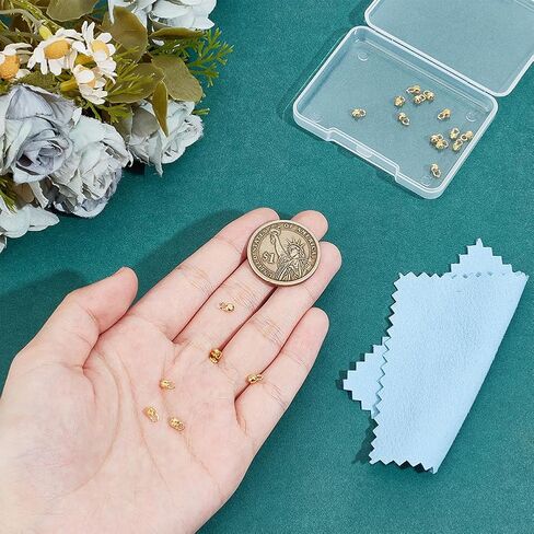 BENECREAT 20Pcs 925 Sterling Silver Crimp Cover Beads, 5x3.2mm Round Golden Bead Tips Calotte Ends, Clamshell Knot Cover for Jewelry Making DIY Findings Crafts, Hole: 3mm in Kuwait