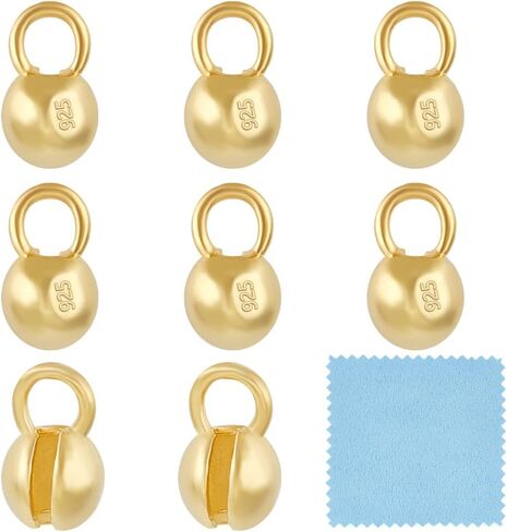 BENECREAT 20Pcs 925 Sterling Silver Crimp Cover Beads, 5x3.2mm Round Golden Bead Tips Calotte Ends, Clamshell Knot Cover for Jewelry Making DIY Findings Crafts, Hole: 3mm in Kuwait
