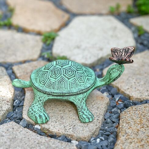 Turtle Hide A Key Outdoor - Hidden Key Holder for Outside - Cast Iron Rock to Key Hider Garden Decoration - 6 x 5 x 2.5 inches in Saudi Arabia