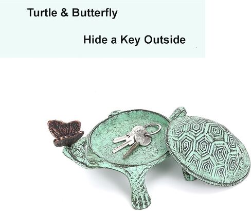 Turtle Hide A Key Outdoor - Hidden Key Holder for Outside - Cast Iron Rock to Key Hider Garden Decoration - 6 x 5 x 2.5 inches in Saudi Arabia