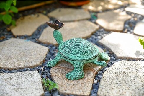 Turtle Hide A Key Outdoor - Hidden Key Holder for Outside - Cast Iron Rock to Key Hider Garden Decoration - 6 x 5 x 2.5 inches in Saudi Arabia