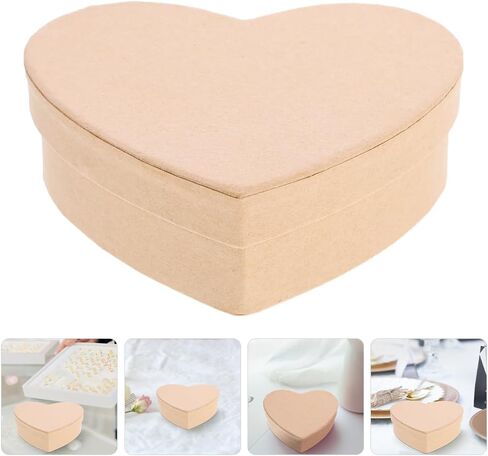 Heart Paper Mache Hat Boxes Kraft Paper Containers with Lids for Painting Crafting Storage Accessories Cosmetics Jewelry L in Kuwait