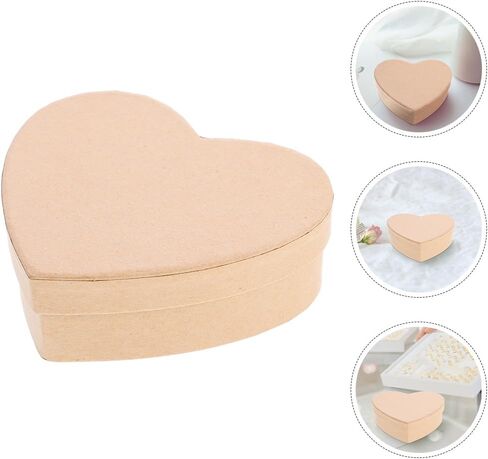 Heart Paper Mache Hat Boxes Kraft Paper Containers with Lids for Painting Crafting Storage Accessories Cosmetics Jewelry L in Kuwait