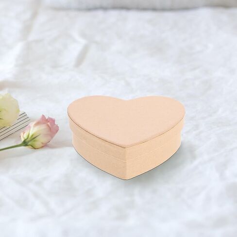 Heart Paper Mache Hat Boxes Kraft Paper Containers with Lids for Painting Crafting Storage Accessories Cosmetics Jewelry L in Kuwait