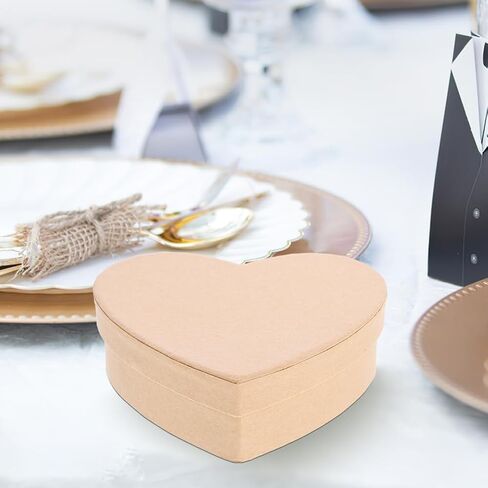 Heart Paper Mache Hat Boxes Kraft Paper Containers with Lids for Painting Crafting Storage Accessories Cosmetics Jewelry L in Kuwait