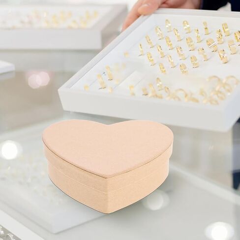 Heart Paper Mache Hat Boxes Kraft Paper Containers with Lids for Painting Crafting Storage Accessories Cosmetics Jewelry L in Kuwait