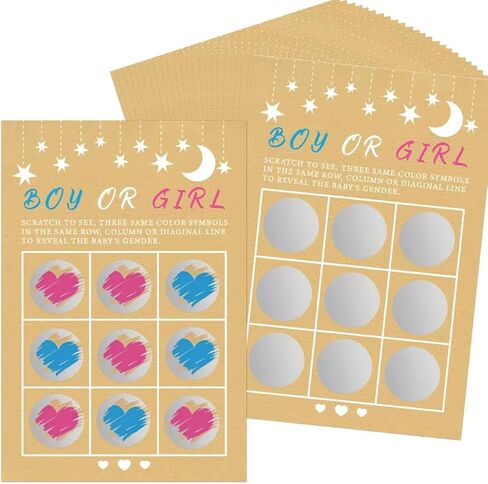 Gender Reveal Scratch Off Cards 25pcs, Its A Girl Gender Reveal Tic Tac Toe Board, Baby Reveal Ideas Party &Baby Shower Scratch off Game in Kuwait