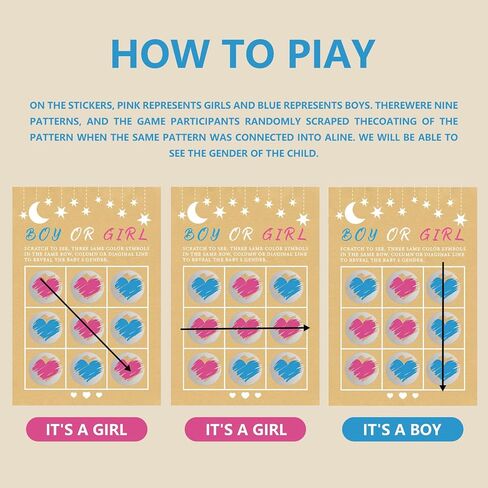 Gender Reveal Scratch Off Cards 25pcs, Its A Girl Gender Reveal Tic Tac Toe Board, Baby Reveal Ideas Party &Baby Shower Scratch off Game in Kuwait